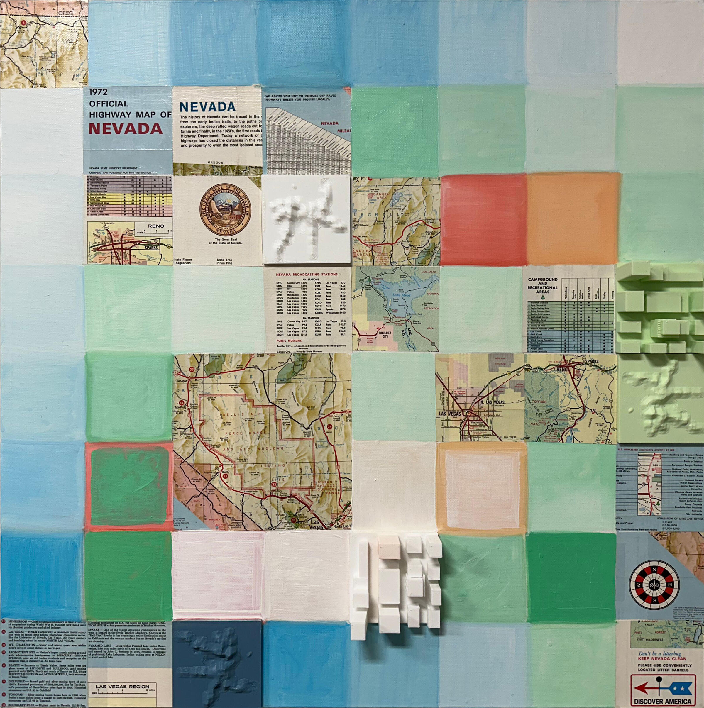 Nevada and the Moon 1964 Oil on Canvas, 3D Prints, Maps 24 x 24"