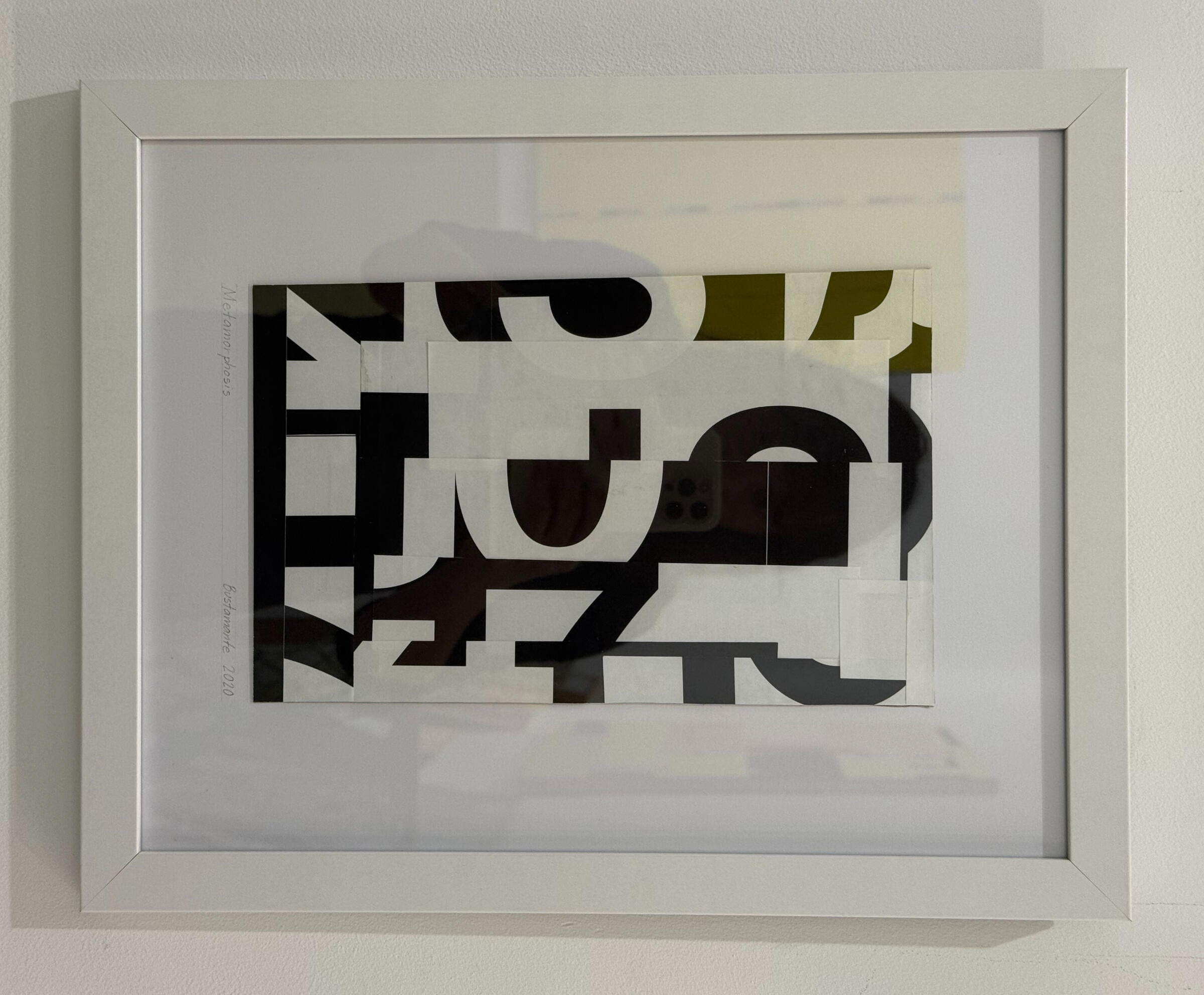 SKIP_BACK #11, by Carol-Ann BRAUN. Date: 2024. Size: 8.5" x 8.5" Medium: stapled collage of a print out of a collage of screen captures ("occurrences") of a generative piece entitled SKIP-BACK@2022_Carol-Ann BRAUN (graphics) and Alain LONGUET (programming