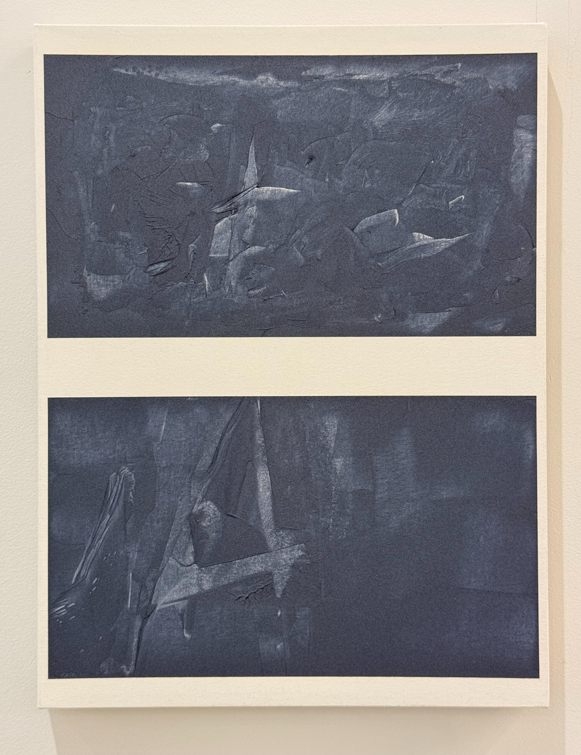 SKIP_BACK #11, by Carol-Ann BRAUN. Date: 2024. Size: 8.5" x 8.5" Medium: stapled collage of a print out of a collage of screen captures ("occurrences") of a generative piece entitled SKIP-BACK@2022_Carol-Ann BRAUN (graphics) and Alain LONGUET (programming